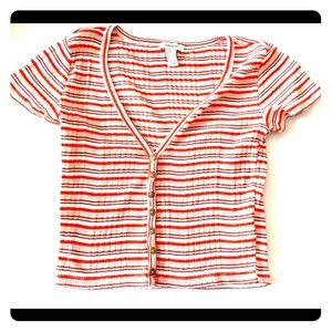 Forever 21 Short Sleeve Ribbed Top Multi-Color